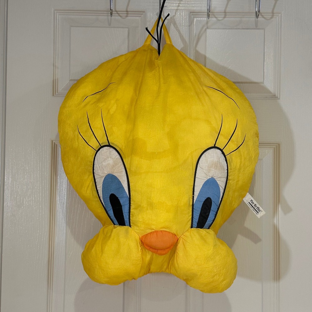 Vintage Tweety Bird Plush Laundry Bag‎ Looney Tunes Play By Play Yellow 17in